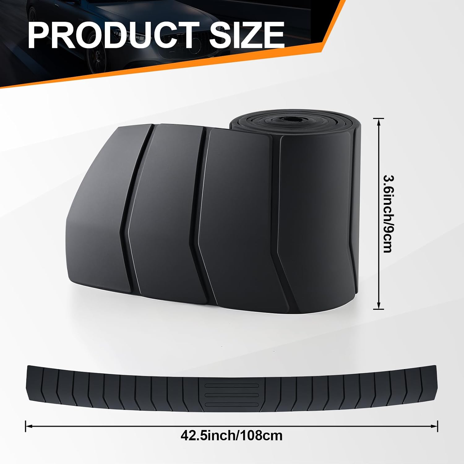 SINGARO Car Rear Bumper Protector, 41.5inch x3.6inch Car/SUV/Trunk Universal Rubber Anti-Scratch Trunk Exterior Accessories - Image 2