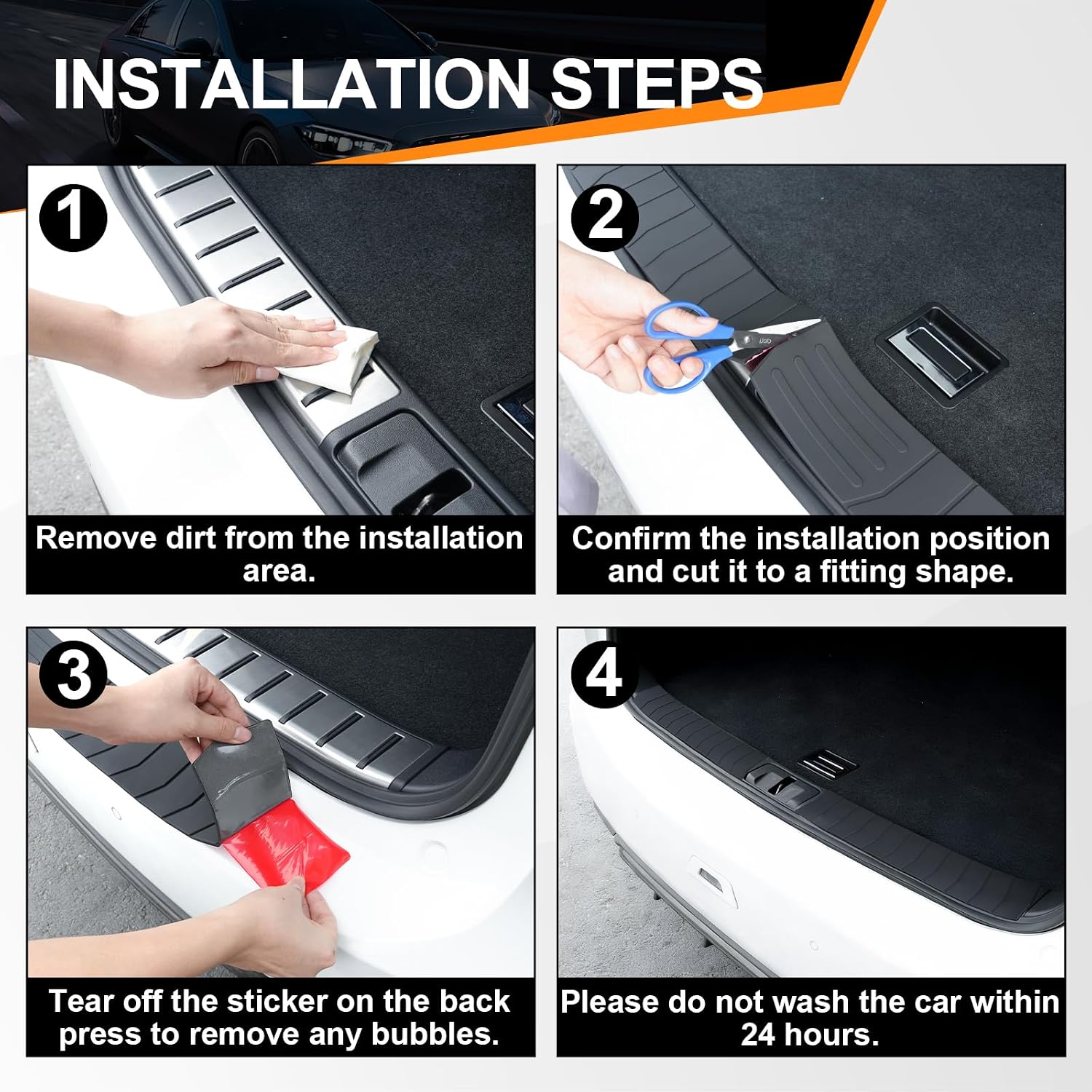 SINGARO Car Rear Bumper Protector, 41.5inch x3.6inch Car/SUV/Trunk Universal Rubber Anti-Scratch Trunk Exterior Accessories - Image 4