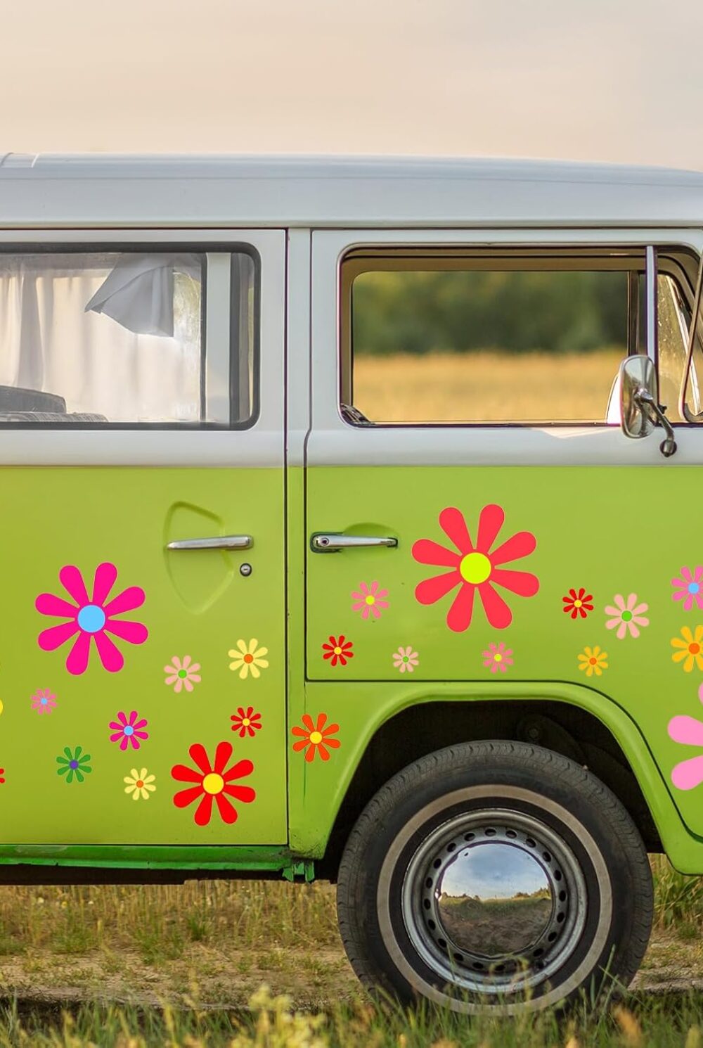 Fuutreo 12 Sheets Daisy Stickers 133 Pcs Vinyl,Multicolor,Daisy | Flower Car Decal, Self Adhesive Stickers, for Bumper Mirror Window Clings, Waterproof Vinyl Retro Stickers, for Laptop Wall