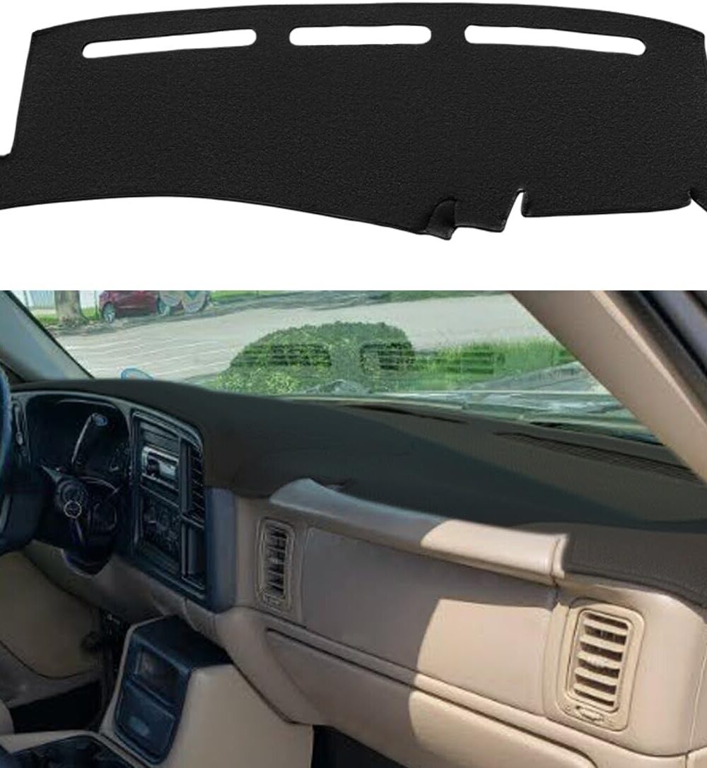 Dash Cover Mat Fit for 1999-2006 GMC Sierra/Chevy Chevrolet Silverado 1500 2500 3500 HD,2000-2006 GMC Yukon/Yukon XL/Chevy Suburban Tahoe Avalanche,Dashboard Pad Carpet Protector (99-06 Black) Y44