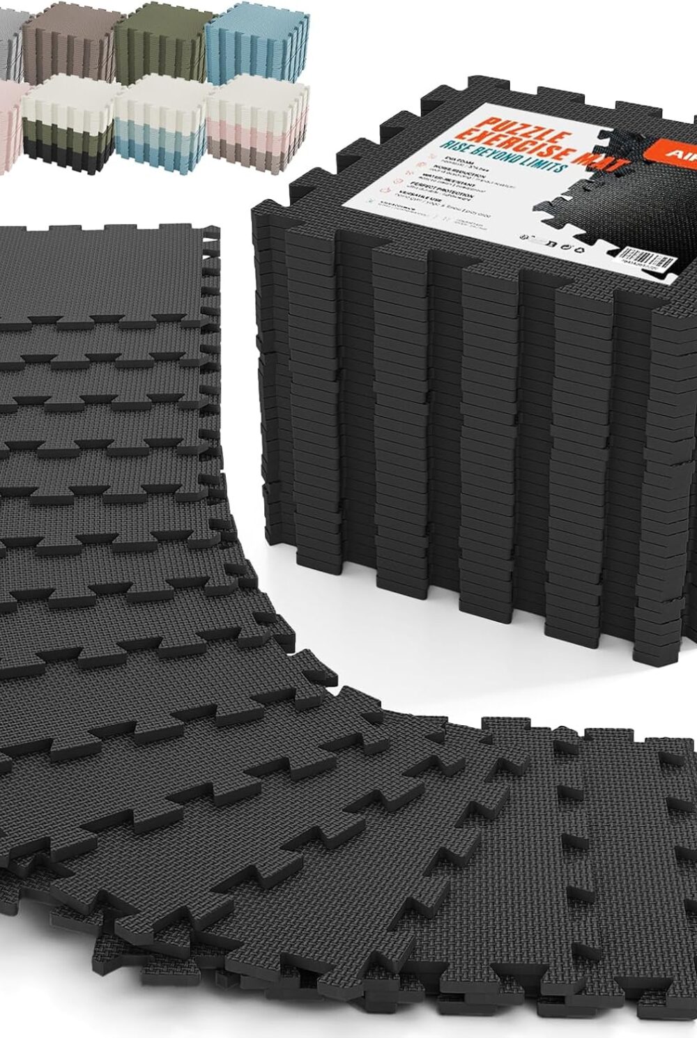 AIRHOP 18 PCS Gym Floor Mat, EVA Foam Puzzle Gym Mat, High-Density Interlocking Foam Floor Tiles for Home Gym, Play Workout Garage Kitchen Flooring 12.6"x12.6"x0.4"