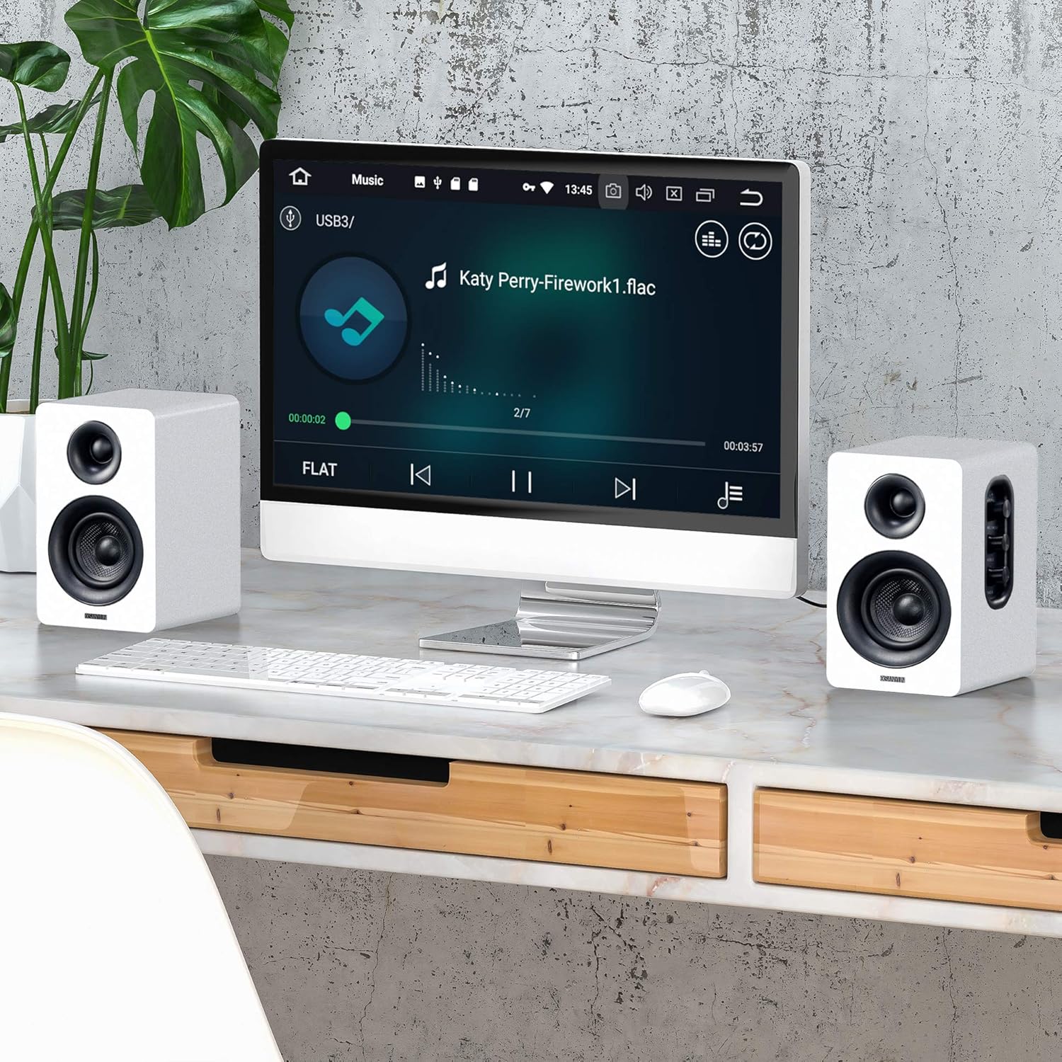 Sanyun SW208 3" Active Bluetooth 5.0 Bookshelf Speakers, Built-in 24bit DAC | 60W Carbon Fiber Speaker, USB and 3.5mm AUX Input, Dynamic 3D Surround Sound, 2.0 Computer PC Monitor Gaming (Pair, White) - Image 6